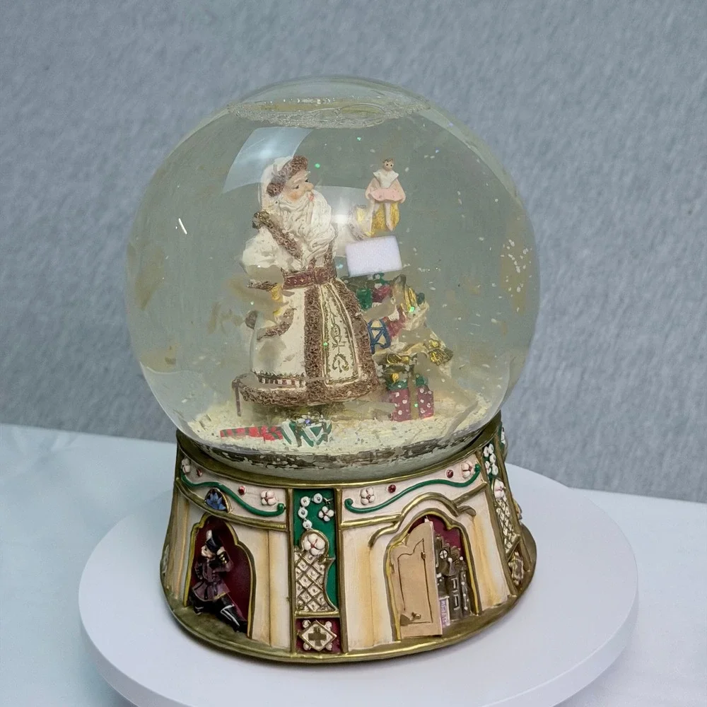 Vintage Style Musical Santa Claus Snow Globe Nutcracker Base Holiday Decor